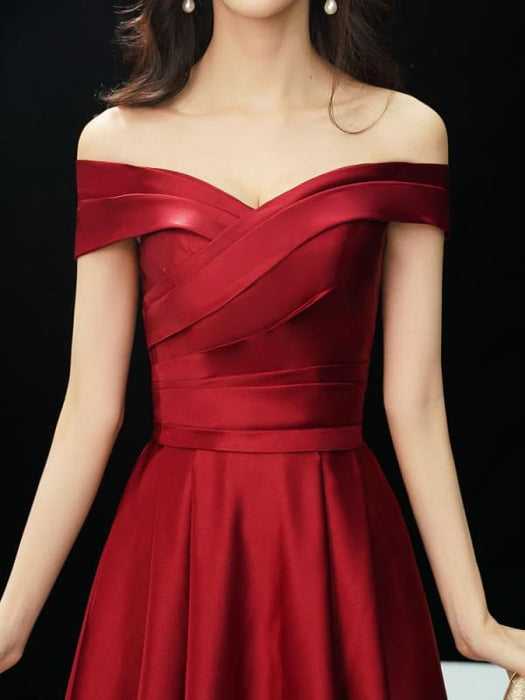 Evening Dresses Off The Shoulder Prom Dress Long Satin Maxi Formal Gowns