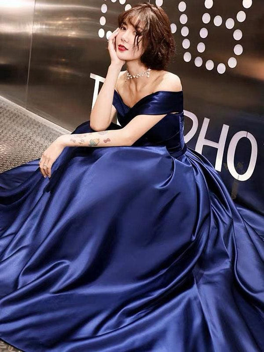 Evening Dresses Off The Shoulder Prom Dress Long Satin Maxi Formal Gowns