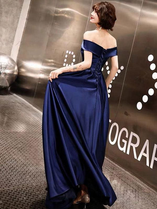 Evening Dresses Off The Shoulder Prom Dress Long Satin Maxi Formal Gowns