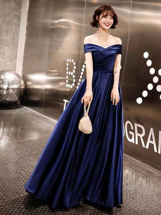 Evening Dresses Off The Shoulder Prom Dress Long Satin Maxi Formal Gowns