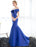 Evening Dresses Satin Royal Blue Evening Gown Off The Shoulder Mermaid Formal Dress With Train
