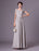 Evening Dresses Silver Lace Short Sleeve Formal Gowns Chiffon Pleated Floor Length Mother Of Bride Dress
