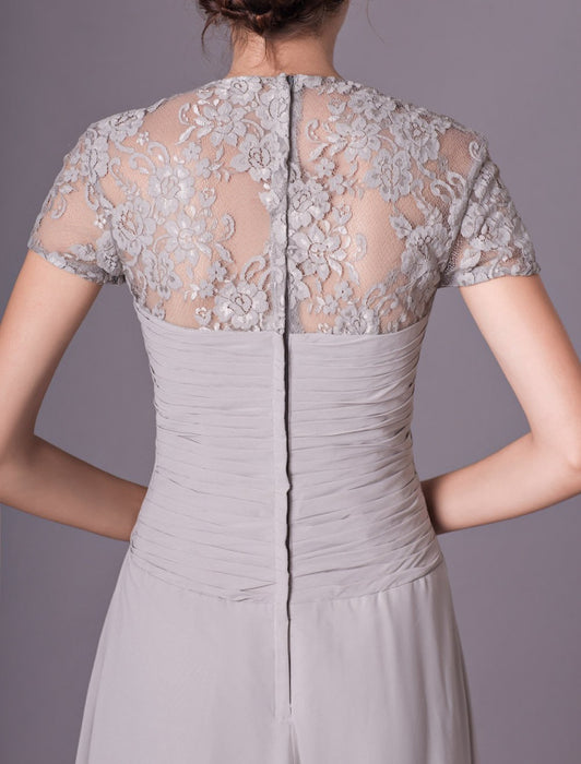silver mother of the bride dresses short Short Mother of the Bride Chiffon Dress