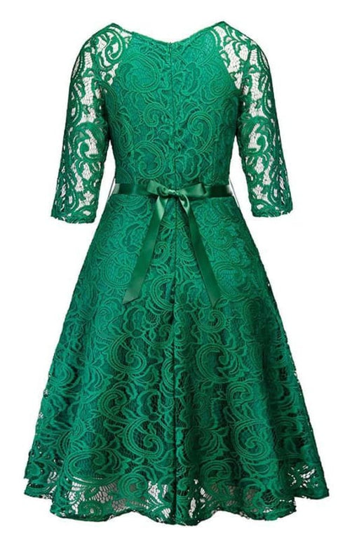 Evening Gothic Hollow Out Lace Bow Ribbon Belt Work Dresses - lace dresses