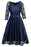 Evening Gothic Hollow Out Lace Bow Ribbon Belt Work Dresses - Dark Blue Dress / S - lace dresses