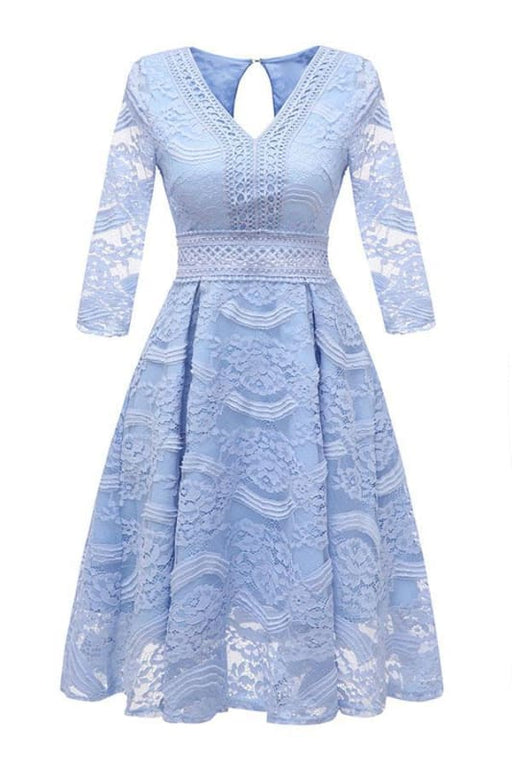 Evening Jacquard Embroidery Hollow Out Lace Dress - lace dresses