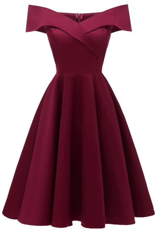 Evening Office Lady Work Elastic Off Shoulder Dresses - Burgundy / S - lace dresses