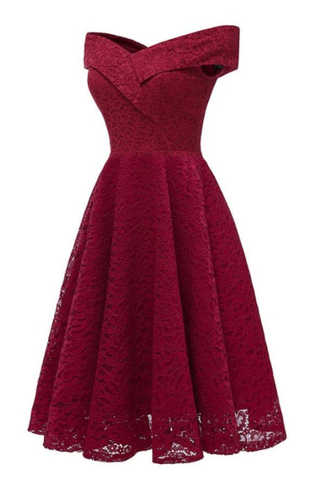 Evening Plus Size Pink Violet Office Lady Work Dresses - Burgundy / S - lace dresses