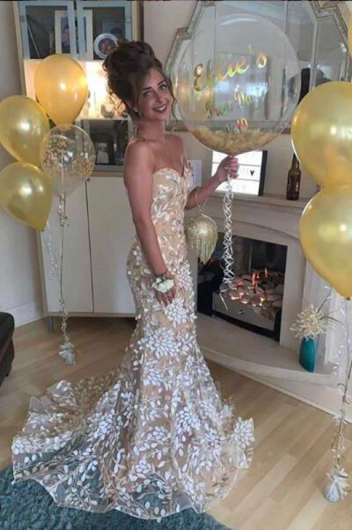 Excellent Awesome Amazing Mermaid Formal Dress with Train Sexy Sweetheart Lace Prom Dresses - Prom Dresses