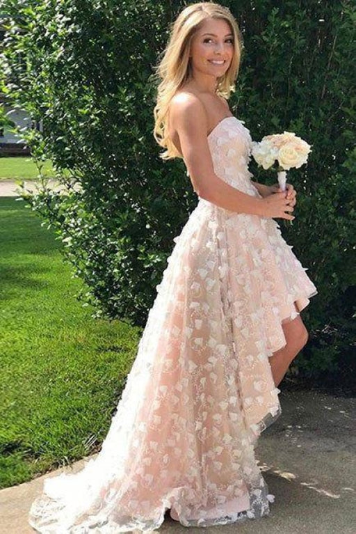 Excellent Sleek Exquisite Strapless homecoming dress Cute Beach Wedding Dress High-low Prom Dresses - Prom Dresses