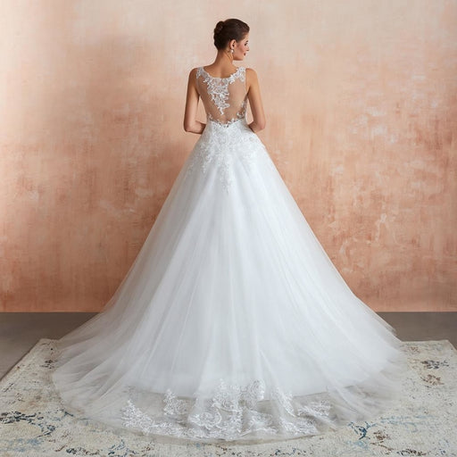 Exquisite Appliques Tulle A-line Wedding Dress - Wedding Dresses