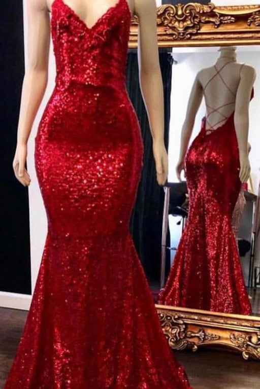 Exquisite Fabulous Fascinating Sparkly Sequins Prom Dress Mermaid with Spaghetti Straps Long Party Dresses - Prom Dresses