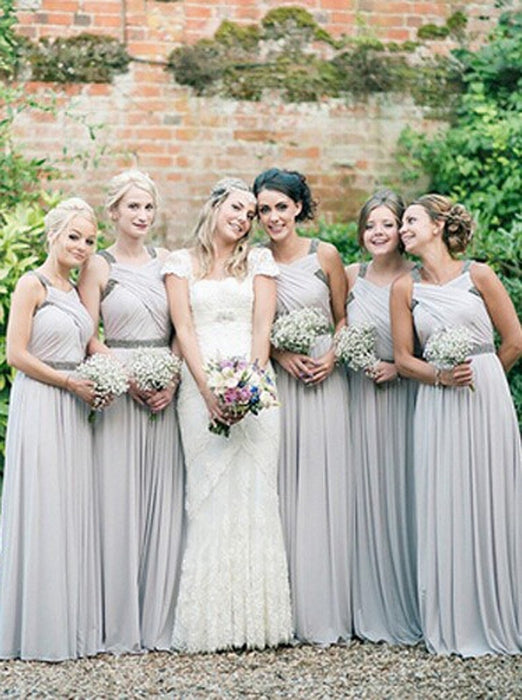 Exquisite Floor-Length Sleeveless Grey Bridesmaid Dress - Bridesmaid Dresses