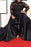 Exquisite Exquisite Latest Black Sleeves Satin Plus Size Dress with Lace Long Prom Gown - Prom Dresses