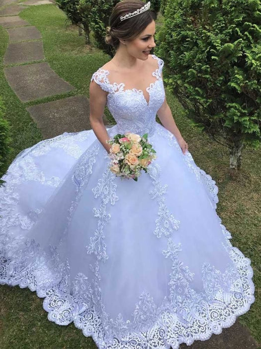Exquisite Scoop Short Sleeve Zipper Lace Wedding Dresses - wedding dresses