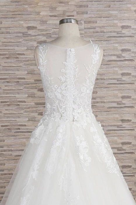Eye-catching Applqiues Tulle A-line Wedding Dress - Wedding Dresses