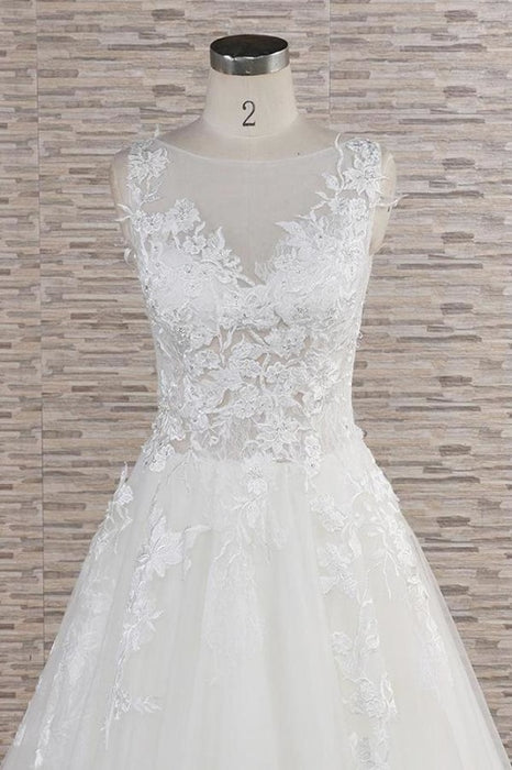 Eye-catching Applqiues Tulle A-line Wedding Dress - Wedding Dresses
