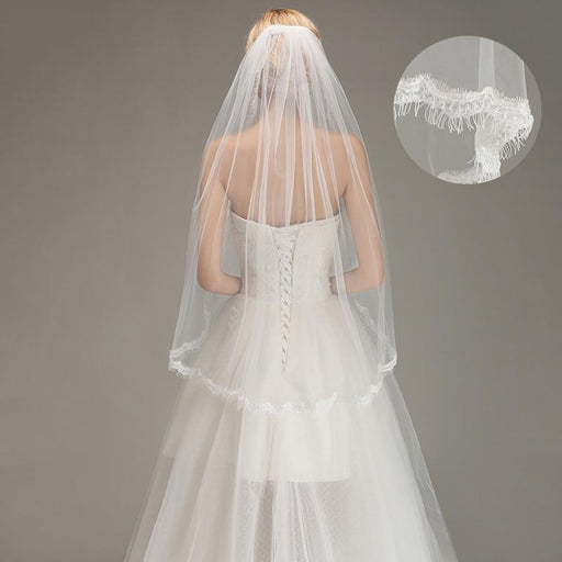 Eyelash Short One Layer Tulle Wedding Veils | Bridelily - wedding veils