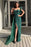 Emerald Sweetheart Mermaid Split One Shoulder Prom Dress With Sequins