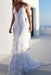 Fabulous Sleek Affordable White Spaghetti Strap V Neck Mermaid Sexy Backless Lace Prom Dress - Prom Dresses