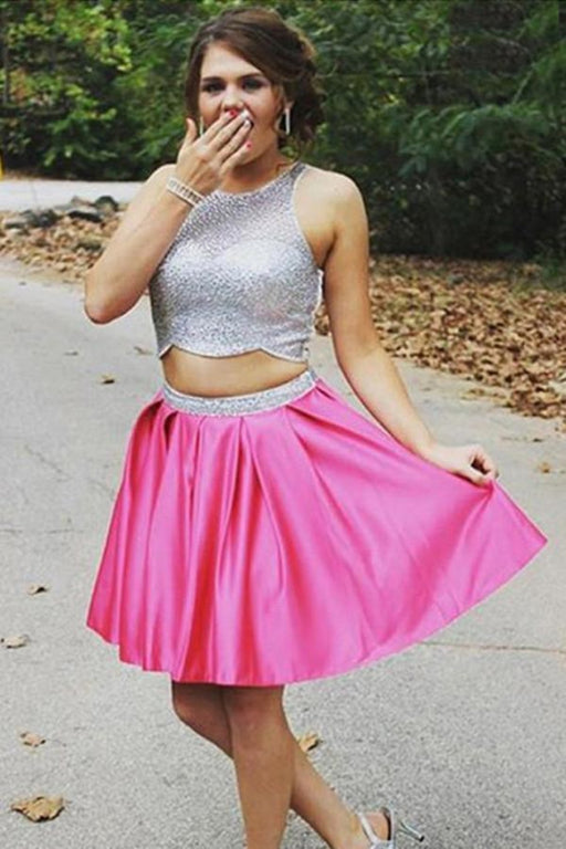 Fascinating Awesome Two Piece Sleeveless Beading Prom Homecoming Dress - Prom Dresses