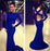 Fascinating Chic Eye-catching Long Sleeves Backless White Mermaid Prom High Neck Royal Blue Graduation Dress - Prom Dresses