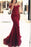 Fascinating Elegant Graceful Elegant Burgundy Mermaid Off the Shoulder Beaded Lace Appliques Evening Dresses - Prom Dresses