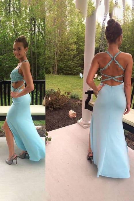 Fascinating Excellent Evening Appliques Side Slit Long Prom Dress - Prom Dresses