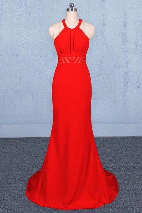 Fascinating Excellent Stylish Halter Prom Dress Red Mermaid Open Back Long Evening Dresses - Prom Dresses