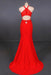 Fascinating Excellent Stylish Halter Prom Dress Red Mermaid Open Back Long Evening Dresses - Prom Dresses