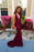 Fascinating Exquisite Marvelous Sexy Burgundy Mermaid Deep V-neck Sleeveless Criss-Cross Straps Prom Dresses - Prom Dresses