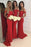 Fascinating Modest Modest Off Shoulder Mermaid Red Bridesmaid with Lace Sequins Stylish Wedding Party Dress - Prom Dresses