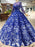 Fascinating Precious Glorious Blue Ball Gown Floral Prom with Sleeves Appliqued Long Quinceanera Dress - Prom Dresses