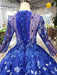 Fascinating Precious Glorious Blue Ball Gown Floral Prom with Sleeves Appliqued Long Quinceanera Dress - Prom Dresses