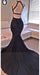 Fascinating Sleek Excellent Sexy Mermaid Long Dark Navy Backless Sweep Train Prom Dress with Side Slit - Prom Dresses