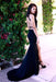 Fascinating Sleek Excellent Sexy Mermaid Long Dark Navy Backless Sweep Train Prom Dress with Side Slit - Prom Dresses