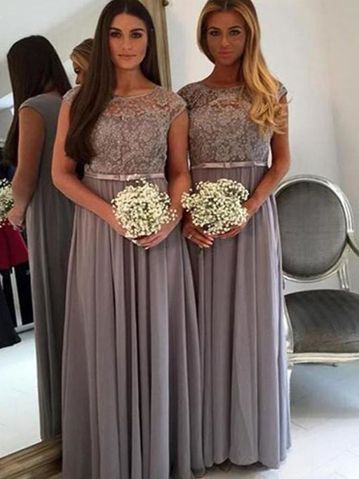 Fashion A-Line/Princess Floor-Length Applique Scoop Chiffon Bridesmaid Dresses YB735 - Bridesmaid Dresses