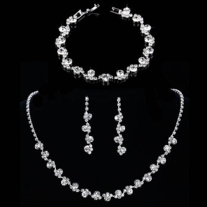 Fashion Crystal Floral Necklace Earrings Bracelet Jewelry Sets | Bridelily - jewelry sets