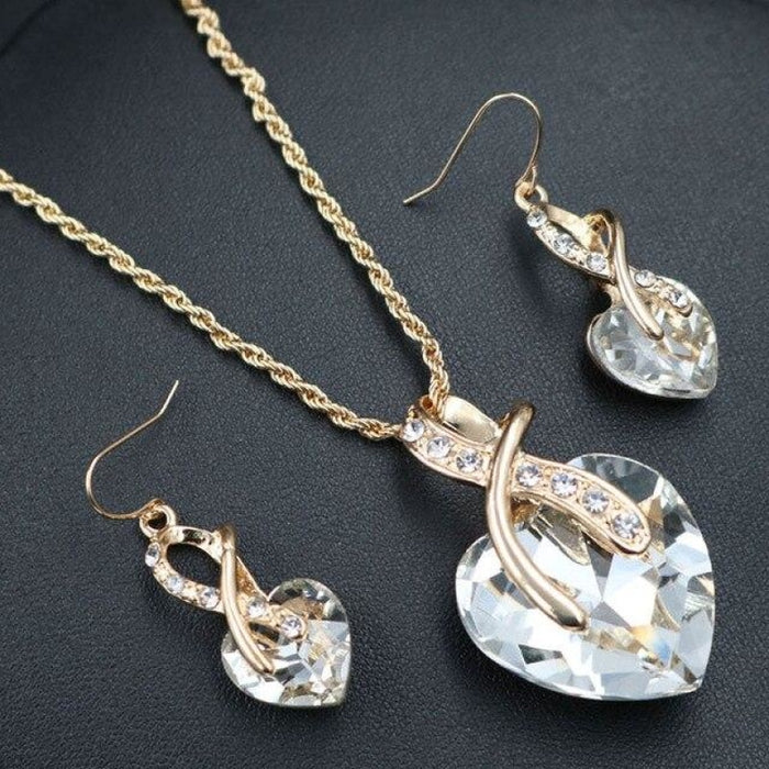 Fashion Crystal Heart Wedding Jewelry Sets | Bridelily - jewelry sets