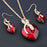 Fashion Crystal Heart Wedding Jewelry Sets | Bridelily - red - jewelry sets