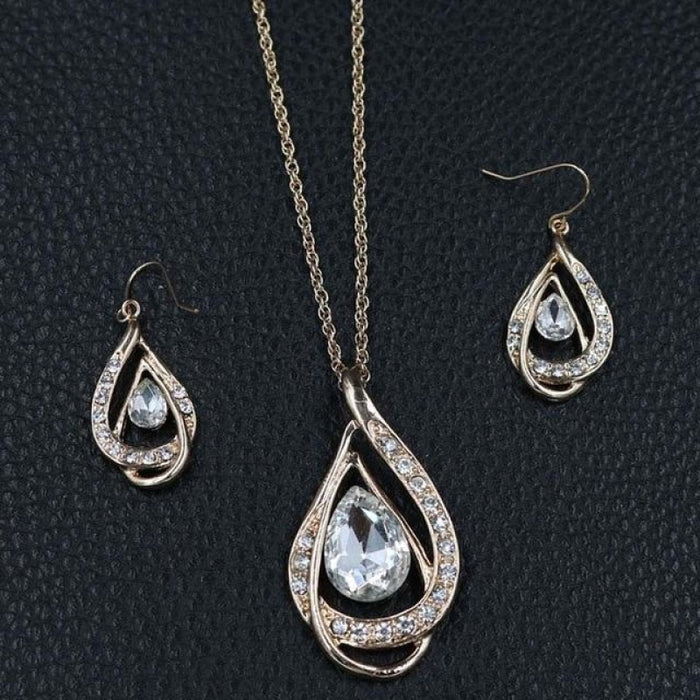 Fashion Crystal Necklace Earrings Jewelry Sets | Bridelily