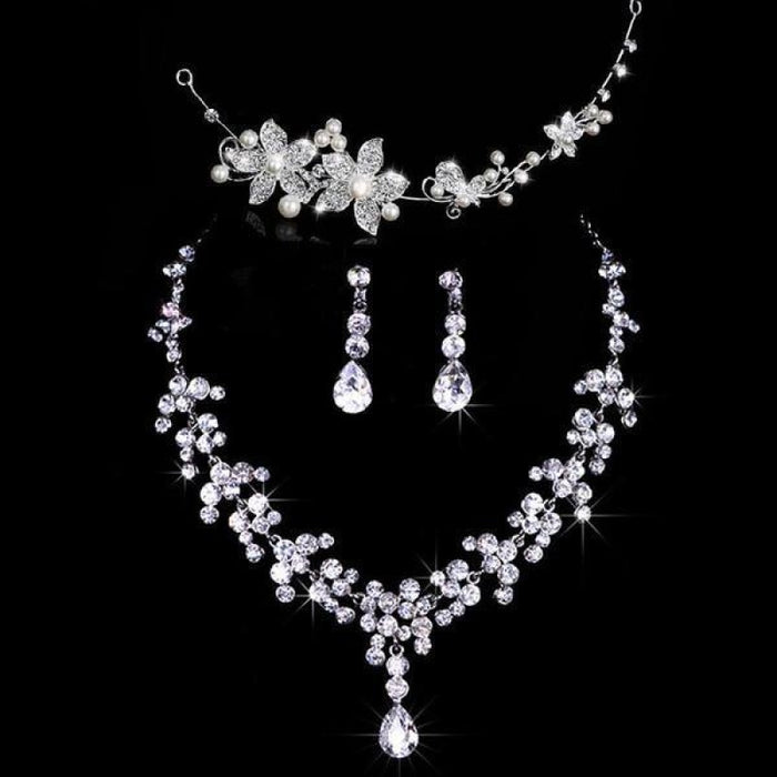Fashion Design Flower Crystal Pearl Bridal Jewelry Sets | Bridelily - jewelry sets