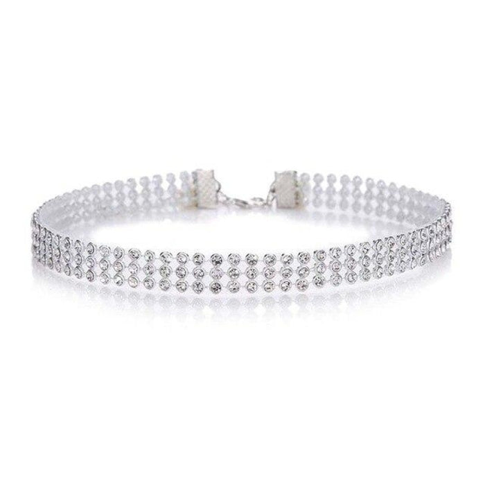 Fashion Full Crystal Short Wedding Necklaces | Bridelily - 10mm silver - necklaces