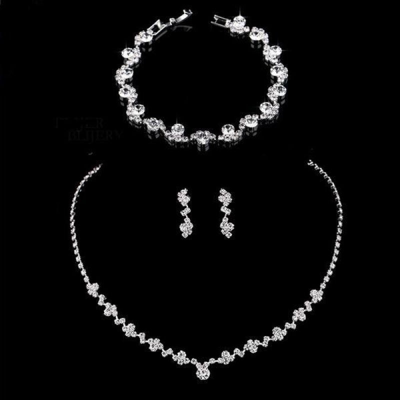 Fashion Rhinestone Necklace Earrings Bracelet Jewelry Sets | Bridelily - jewelry sets