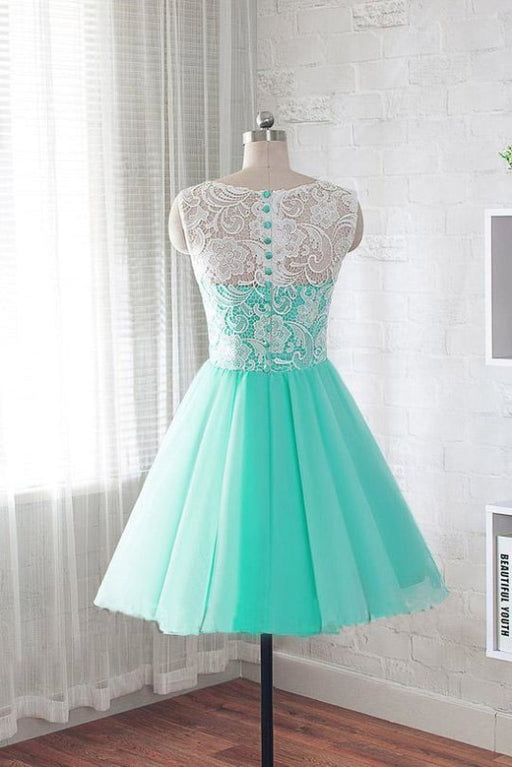 Fashion Round Neck A Line Short Homecoming Dress with Lace Cheap Sweet 16 Dresses - Prom Dresses