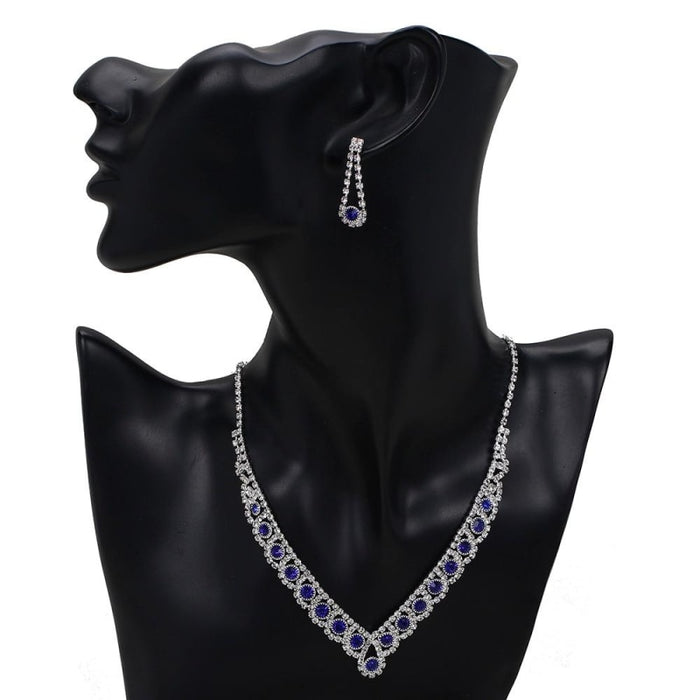 Fashion Royal Blue Rhinestone Bridal Jewelry Sets | Bridelily - jewelry sets