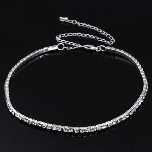 Fashion Stretchy Rhinestone Wedding Necklaces | Bridelily - 1 Row Crystal / Clear - necklaces