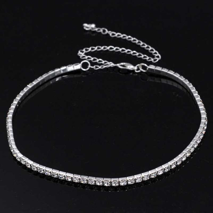 Fashion Stretchy Rhinestone Wedding Necklaces | Bridelily - 1 Row Crystal / Clear - necklaces