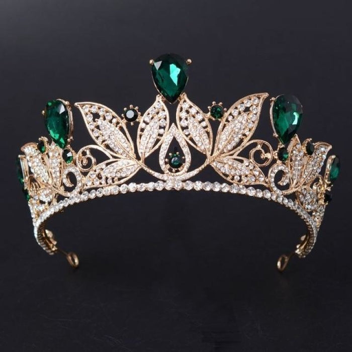 Fashion Vintage Rhinestone Jewelry Tiaras | Bridelily - Green - tiaras