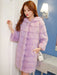Faux Fur Coat Hooded Long Sleeve Pink Winter Coat For Women